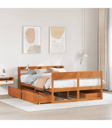 vidaXL Bed Frame without Mattress Wax Brown 150x200 cm Solid Wood Pine