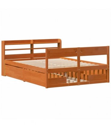 vidaXL Bed Frame without Mattress Wax Brown 150x200 cm Solid Wood Pine