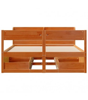 vidaXL Bed Frame without Mattress Wax Brown 150x200 cm Solid Wood Pine