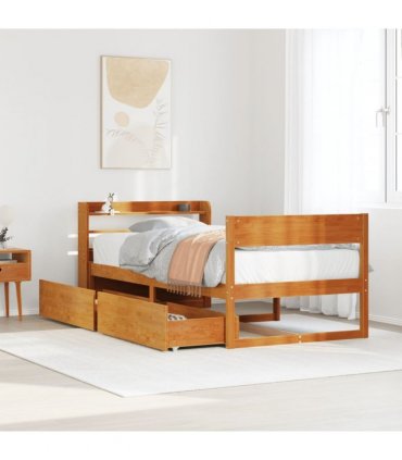 vidaXL Bed Frame without Mattress Wax Brown 100x200 cm Solid Wood Pine