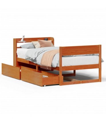 vidaXL Bed Frame without Mattress Wax Brown 100x200 cm Solid Wood Pine