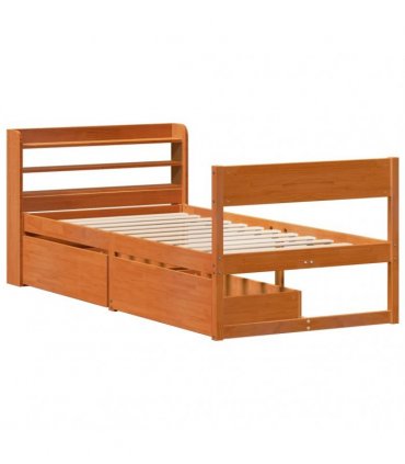 vidaXL Bed Frame without Mattress Wax Brown 100x200 cm Solid Wood Pine