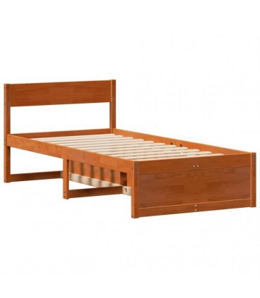 vidaXL Bed Frame without Mattress Wax Brown 100x200 cm Solid Wood Pine