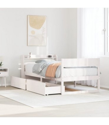vidaXL Bed Frame without Mattress White 90x200 cm Solid Wood Pine