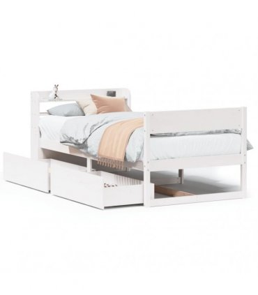 vidaXL Bed Frame without Mattress White 90x200 cm Solid Wood Pine