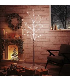 vidaXL Artificial Christmas Tree Warm White 96 LEDs 180 cm White Birch