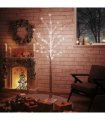 vidaXL Artificial Christmas Tree Warm White 96 LEDs 180 cm White Birch