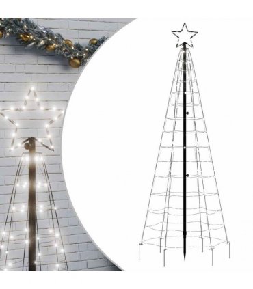 vidaXL LED Christmas Tree with Spikes 220 LEDs Cold White 180 cm