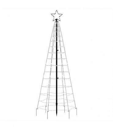 vidaXL LED Christmas Tree with Spikes 220 LEDs Cold White 180 cm