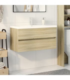 vidaXL 2 Piece Bathroom Furniture Set Ceramic and Engineered Wood