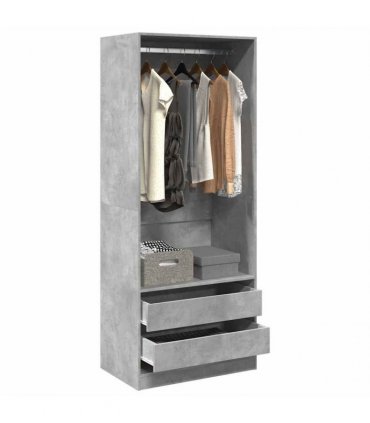 vidaXL Wardrobe Concrete Grey 80x50x200 cm Engineered Wood