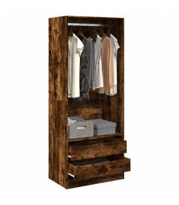 vidaXL Wardrobe Smoked Oak 80x50x200 cm Engineered Wood