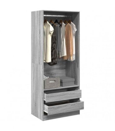vidaXL Wardrobe Grey Sonoma 80x50x200 cm Engineered Wood
