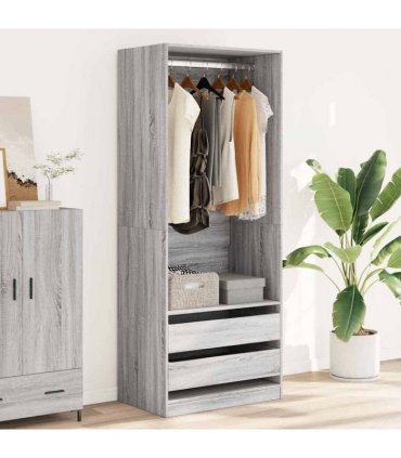 vidaXL Wardrobe Grey Sonoma 80x50x200 cm Engineered Wood