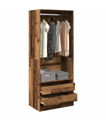 vidaXL Wardrobe Old Wood 80x50x200 cm Engineered Wood