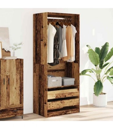vidaXL Wardrobe Old Wood 80x50x200 cm Engineered Wood