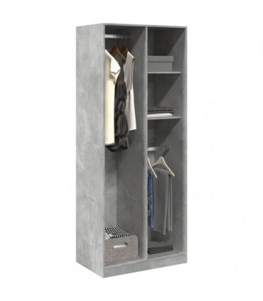 vidaXL Wardrobe Concrete Grey 80x50x200 cm Engineered Wood