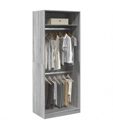 vidaXL Wardrobe Grey Sonoma 80x50x200 cm Engineered Wood