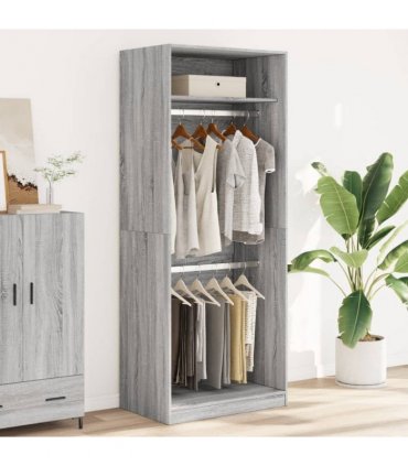 vidaXL Wardrobe Grey Sonoma 80x50x200 cm Engineered Wood