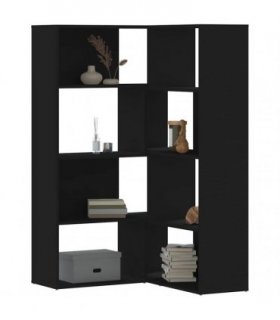 vidaXL Corner Bookcase 4-Tier Black 85x85x140 cm Engineered Wood