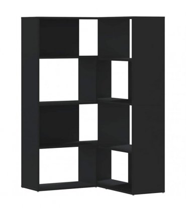 vidaXL Corner Bookcase 4-Tier Black 85x85x140 cm Engineered Wood