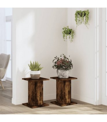 vidaXL Plant Stands 2 pcs Smoked Oak 30x30x40 cm Engineered Wood