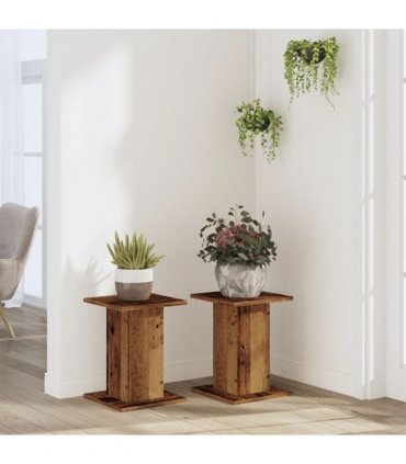vidaXL Plant Stands 2 pcs Old Wood 30x30x40 cm Engineered Wood