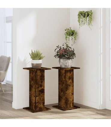 vidaXL Plant Stands 2 pcs Smoked Oak 30x30x60 cm Engineered Wood