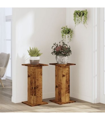vidaXL Plant Stands 2 pcs Old Wood 30x30x60 cm Engineered Wood