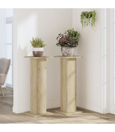 vidaXL Plant Stands 2 pcs Sonoma Oak 30x30x80 cm Engineered Wood