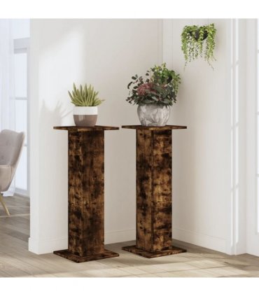 vidaXL Plant Stands 2 pcs Smoked Oak 30x30x80 cm Engineered Wood