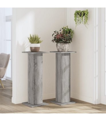 vidaXL Plant Stands 2 pcs Grey Sonoma 30x30x80 cm Engineered Wood
