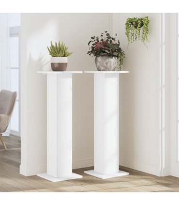 vidaXL Plant Stands 2 pcs White 30x30x95 cm Engineered Wood