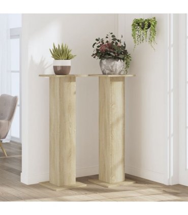 vidaXL Plant Stands 2 pcs Sonoma Oak 30x30x95 cm Engineered Wood