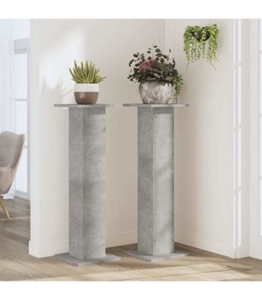 vidaXL Plant Stands 2 pcs Concrete Grey 30x30x95 cm Engineered Wood