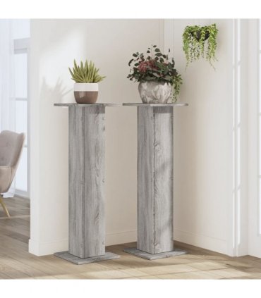 vidaXL Plant Stands 2 pcs Grey Sonoma 30x30x95 cm Engineered Wood