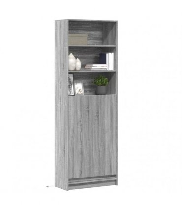 vidaXL Highboard with LED Grey Sonoma 69x32,5x200 cm Engineered Wood