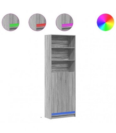 vidaXL Highboard with LED Grey Sonoma 69x32,5x200 cm Engineered Wood