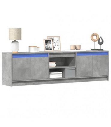 vidaXL TV Cabinet with LED Concrete Grey 180x34x50 cm Engineered Wood