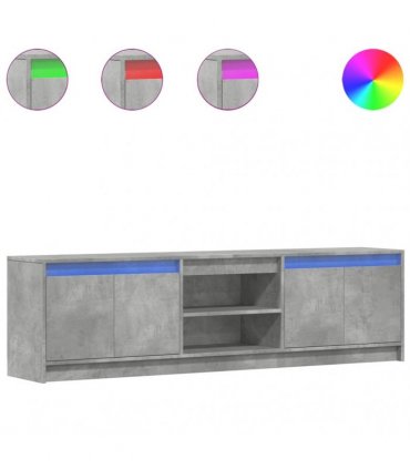 vidaXL TV Cabinet with LED Concrete Grey 180x34x50 cm Engineered Wood