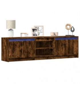 vidaXL TV Cabinet with LED Smoked Oak 180x34x50 cm Engineered Wood