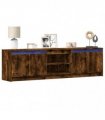 vidaXL TV Cabinet with LED Smoked Oak 180x34x50 cm Engineered Wood