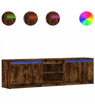 vidaXL TV Cabinet with LED Smoked Oak 180x34x50 cm Engineered Wood