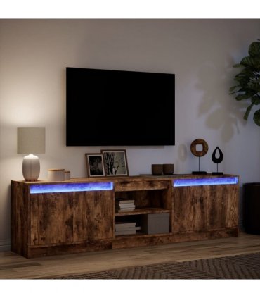 vidaXL TV Cabinet with LED Smoked Oak 180x34x50 cm Engineered Wood