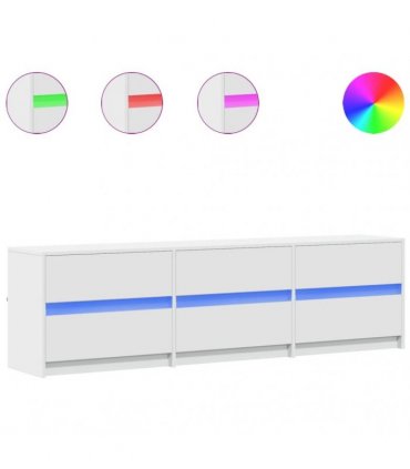 vidaXL TV Cabinet with LED White 180x34x50 cm Engineered Wood