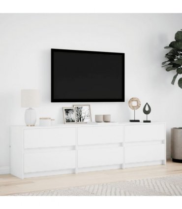 vidaXL TV Cabinet with LED White 180x34x50 cm Engineered Wood