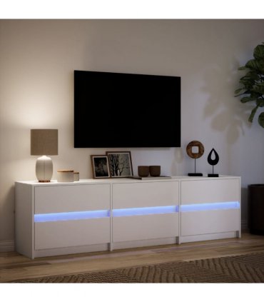 vidaXL TV Cabinet with LED White 180x34x50 cm Engineered Wood