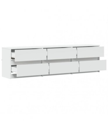 vidaXL TV Cabinet with LED White 180x34x50 cm Engineered Wood