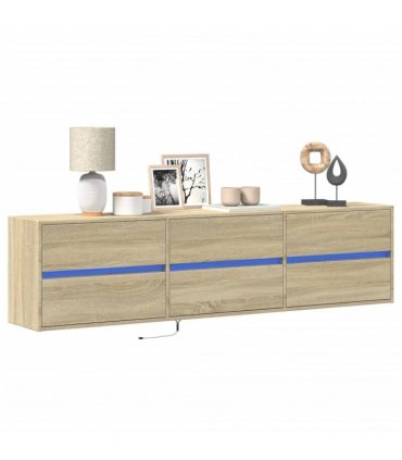 vidaXL TV Wall Cabinet with LED Sonoma Oak 180x31x45 cm