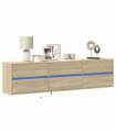 vidaXL TV Wall Cabinet with LED Sonoma Oak 180x31x45 cm